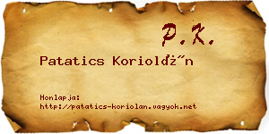 Patatics Koriolán névjegykártya
